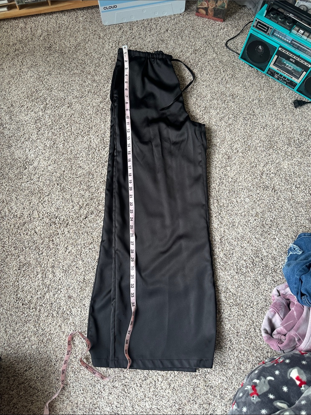 Women's Black Straight-Leg Pants with Elastic Waist